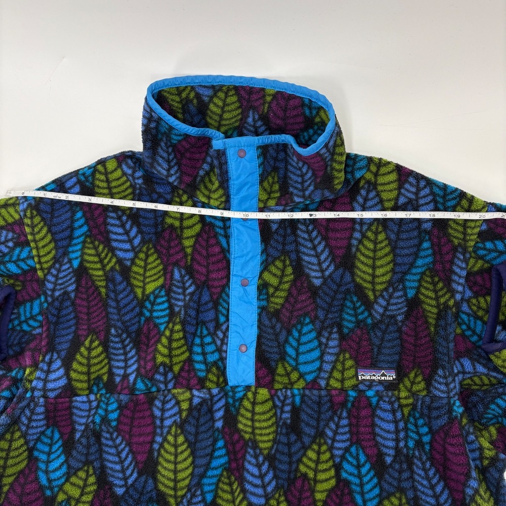 Vintage 90s Patagonia Synchilla Snap T Fleece Pullover L Leaf Print USA Made - Picture 6 of 13